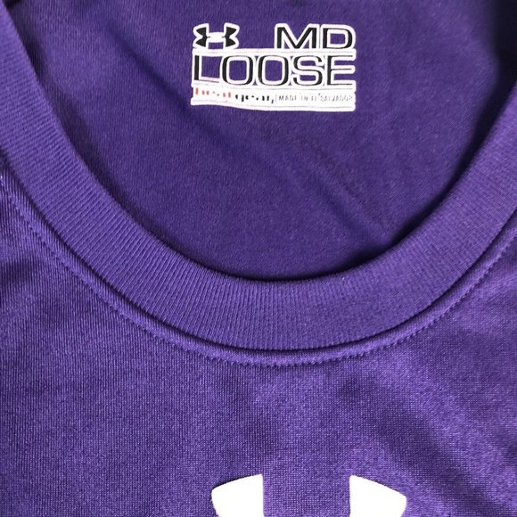 Under Armour Loose Heat Gear Tee Shirt Mens  Medium Purple Short Sleeve Logo C33 - Picture 5 of 6